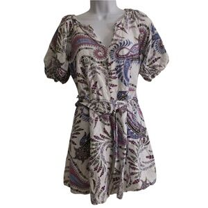Loft Paisley Linen Blend Mini Dress- 8P